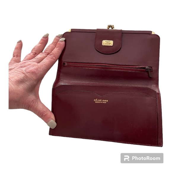 Celine Vintage Triomphe Kisslock Wallet Suede with Leather accents. EUC - Picture 8 of 12